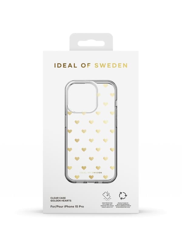 Clear Case iPhone 15 Pro Golden Hearts