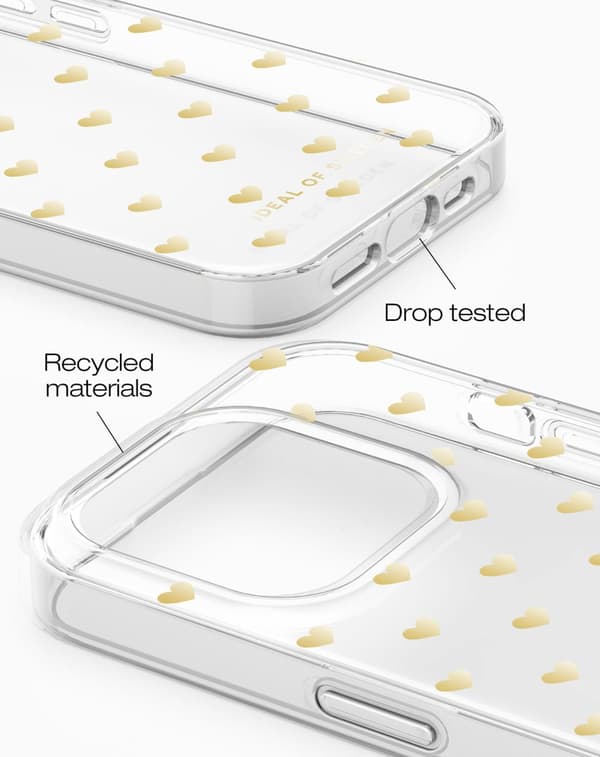 Clear Case iPhone 15 Pro Golden Hearts