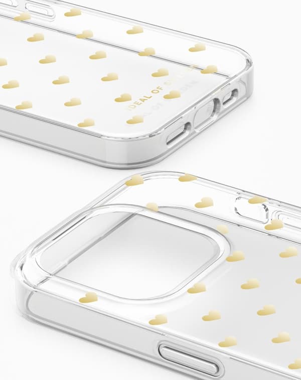 Clear Case iPhone 15 Pro Golden Hearts