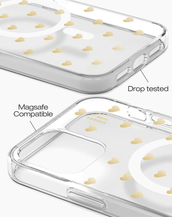 Clear Case MagSafe iPhone 12 / 12 Pro Golden Hearts