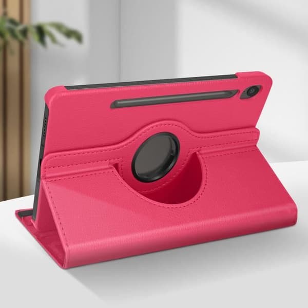 Foliofodral till Samsung Tab S9 FE Roterande stativ Liggande porträtt Fuchsia