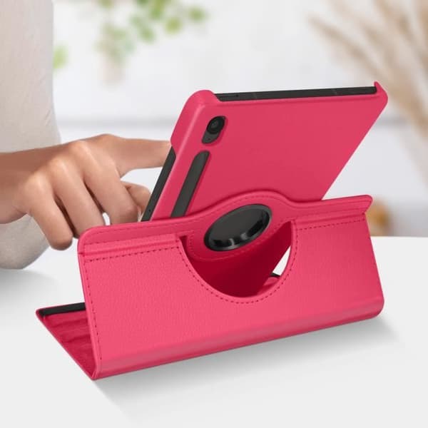 Foliofodral till Samsung Tab S9 FE Roterande stativ Liggande porträtt Fuchsia