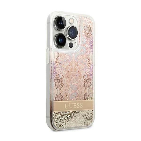 Guess Liquid Glitter Paisley - Fodral för iPhone 14 Pro (guld) - 3666339088484