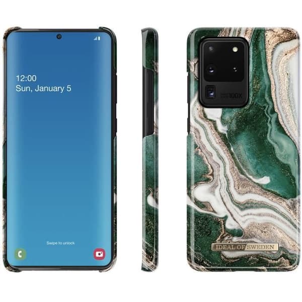 Coque - IDEAL OF SWEDEN - Samsung Galaxy S20 Ultra - Gyllene Jade Marmor - Flerfärgad - Glänsande