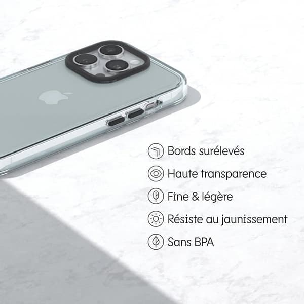 RhinoShield Clear för [iPhone 14 Pro Max] | Motstår gulning, hög transparens - Svart fotolinskontur