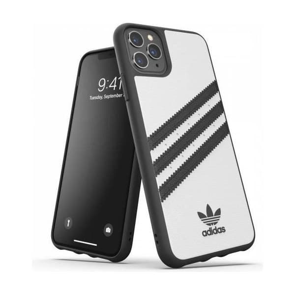 adidas Originals Protective Molded TPU-fodral för iPhone 11 Pro Max, Drop Resistant Cover, Upphöjda kanter, Vit-Svart