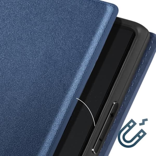 Fodral till Galaxy S24 Ultra - AVIZAR - Korthållare Video Support Magnetic Flip - Blå