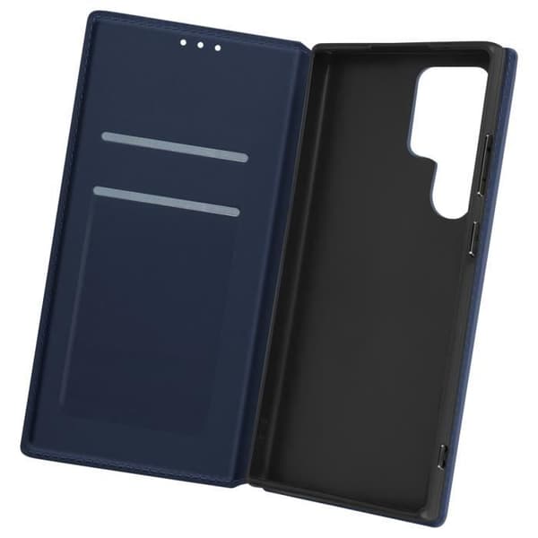 Fodral till Galaxy S24 Ultra - AVIZAR - Korthållare Video Support Magnetic Flip - Blå