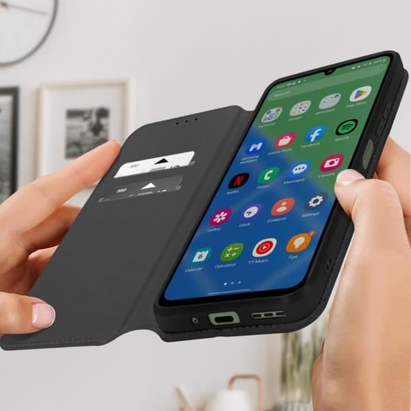 Fodral till Xiaomi Redmi 13C - AVIZAR - Magnetisk flipkorthållare Svart - Halvstyv - Syntet - Blandat