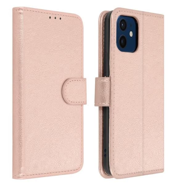 Fodral till Apple iPhone 12 - AVIZAR - Wallet Flip - Rosa - Syntet - Video Support Funktion