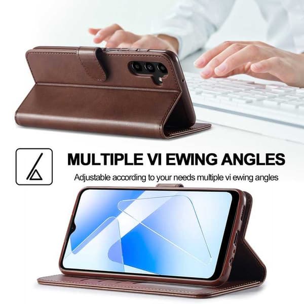 LC.IMEEKE Plånboksfodral Samsung A15 5G - Mörkbrun
