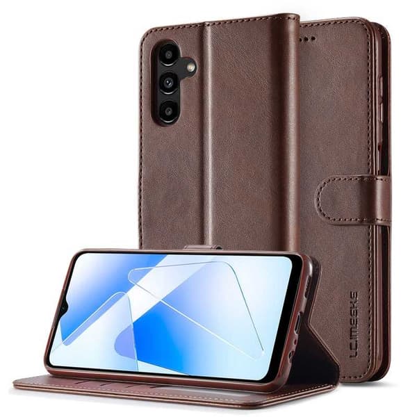 LC.IMEEKE Plånboksfodral Samsung A15 5G - Mörkbrun
