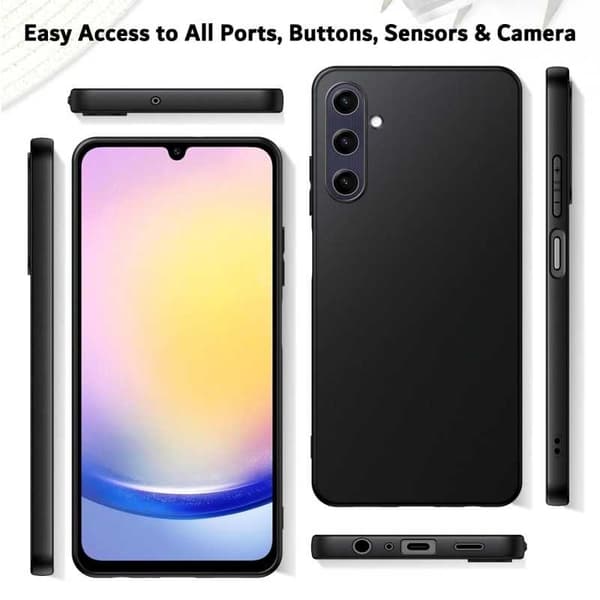 Samsung A55 5G Gummibelagd Mattsvart Silikon Skal Kameraskydd Liquid - Svart