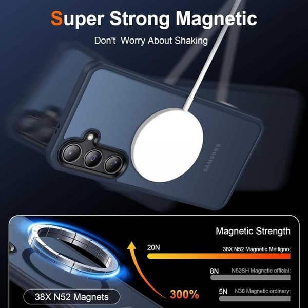 Samsung S24 Transparent Stötdämpande Skal MagSafe-Kompatibelt V2 - blå