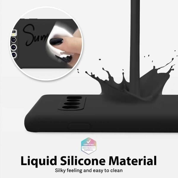 Samsung S10e Gummibelagd Mattsvart Skal Kameraskydd Liquid - Svart