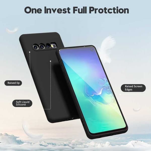 Samsung S10e Gummibelagd Mattsvart Skal Kameraskydd Liquid - Svart