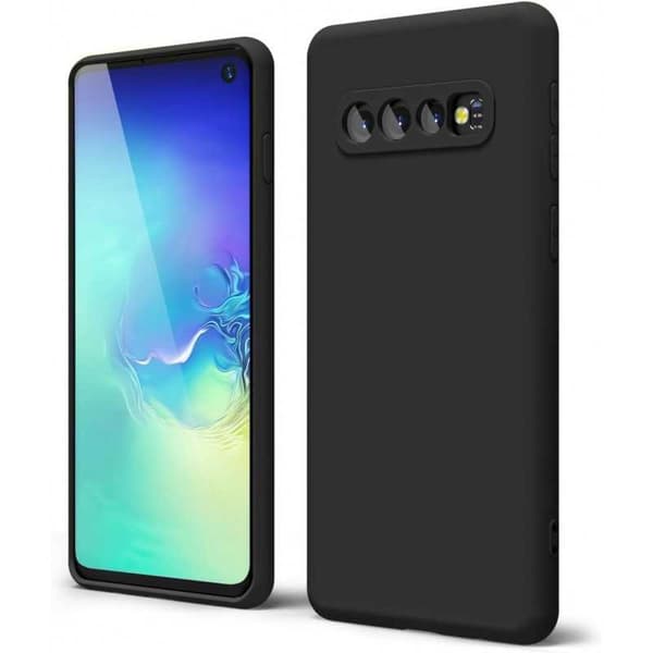 Samsung S10e Gummibelagd Mattsvart Skal Kameraskydd Liquid - Svart