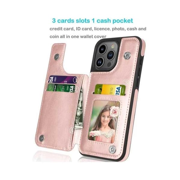 iPhone 14 / 13 Shockproof Cover Kortholder 3-SLOT Flippr - Rosenguld