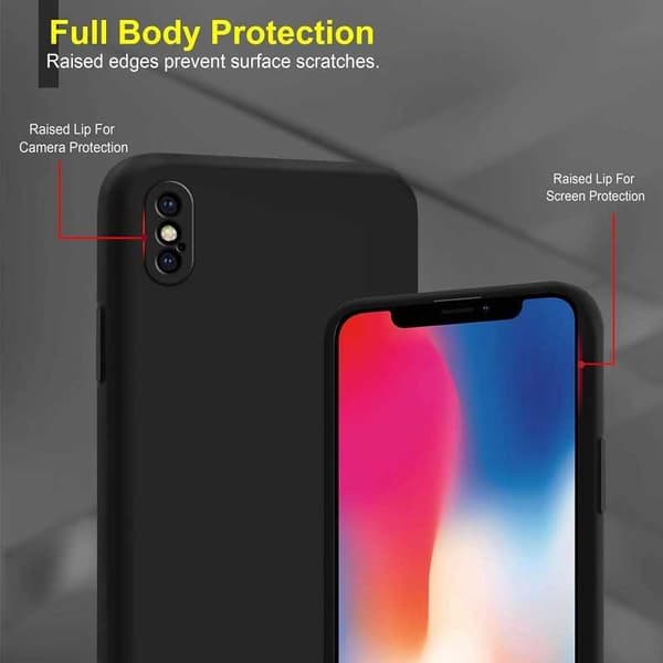 iPhone X / XS Gummibelagd Mattsvart Skal Kameraskydd Liquid - Svart
