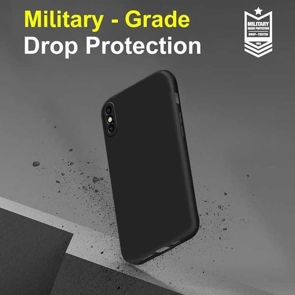 iPhone X / XS Gummibelagd Mattsvart Skal Kameraskydd Liquid - Svart
