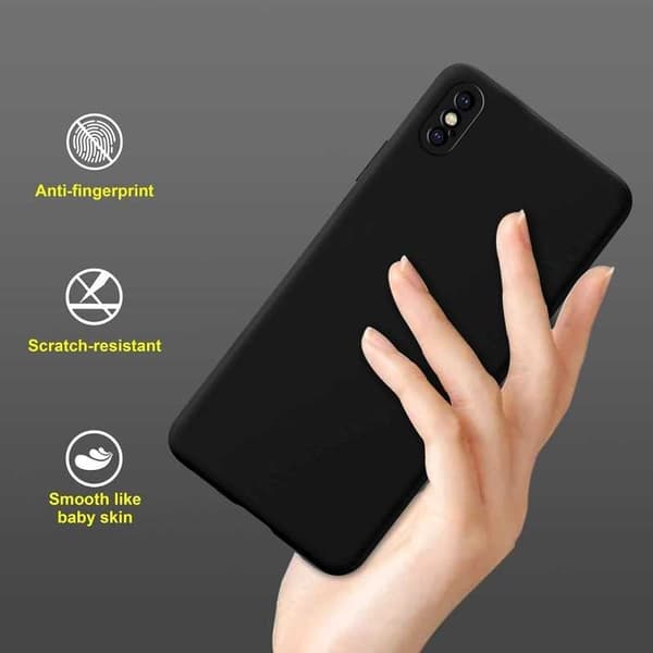 iPhone X / XS Gummibelagd Mattsvart Skal Kameraskydd Liquid - Svart