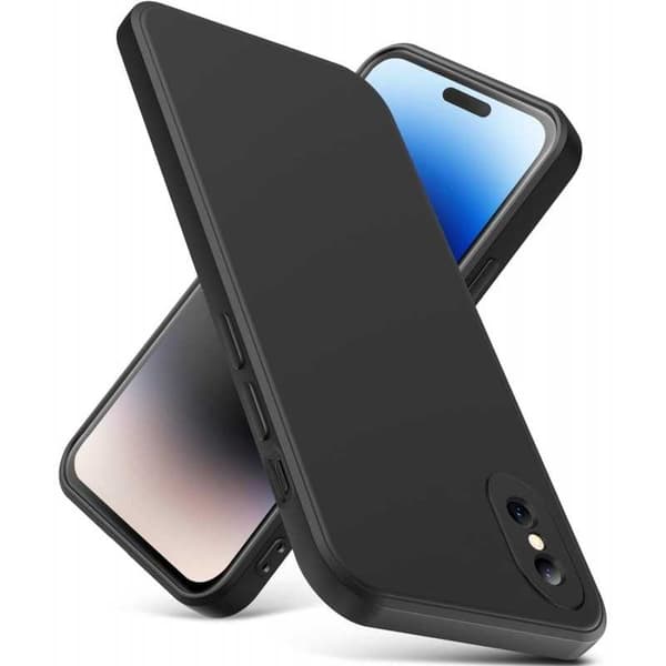 iPhone X / XS Gummibelagd Mattsvart Skal Kameraskydd Liquid - Svart