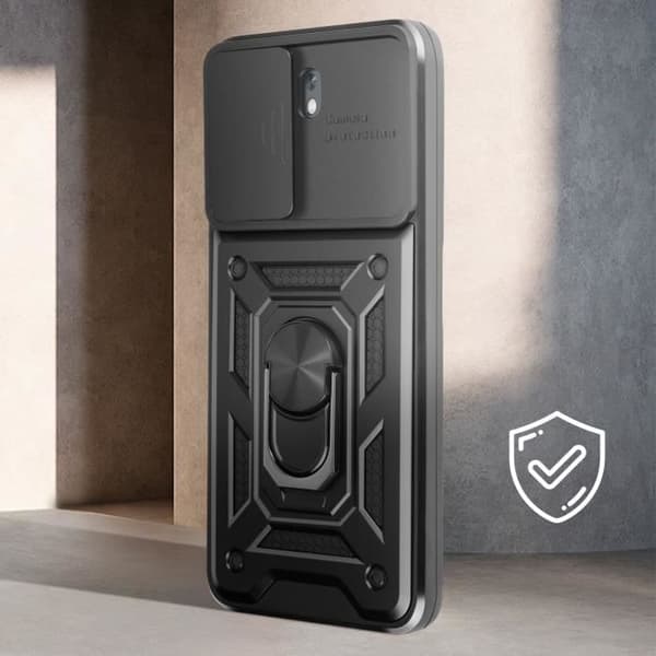 Fodral för Xiaomi Redmi 13C Ring Support Sliding Camera Cover Black
