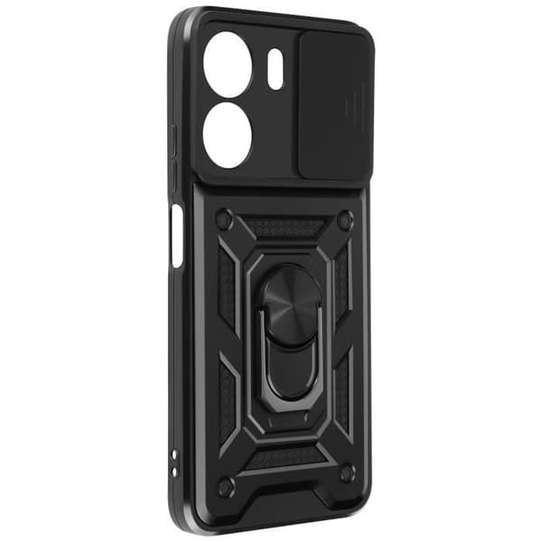 Fodral för Xiaomi Redmi 13C Ring Support Sliding Camera Cover Black