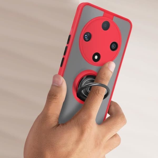 Fodral till Honor Magic 6 Lite 5G - AVIZAR - Metallringstödfunktion - Röd