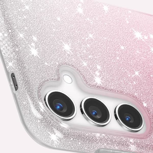 Fodral till Samsung Galaxy S24 Plus Glitter Silikon Halvstyv Fin Vit / Rosa - AVIZAR - Glamour - Blandat