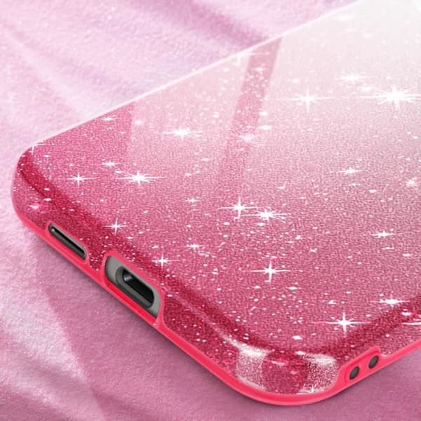 Fodral till Samsung Galaxy S24 Plus Glitter Silikon Halvstyv Fin Vit / Rosa - AVIZAR - Glamour - Blandat