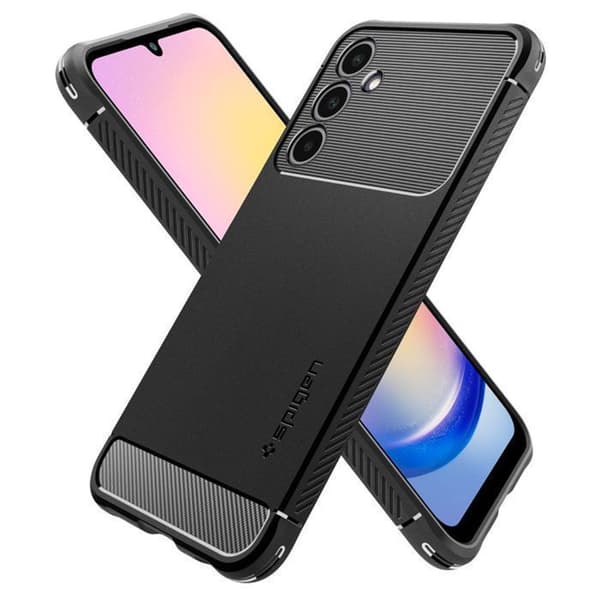 Telefonfodral - Spigen - Robust rustning - Mattsvart - Kompatibel Samsung Galaxy A25 5G - Militärt skydd
