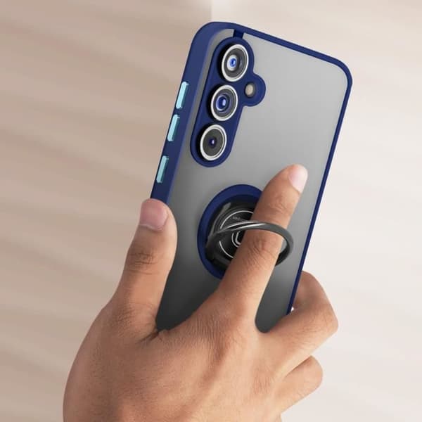 Fodral till Samsung Galaxy A55 - AVIZAR - Metal Ring Stand Function - Midnight Blue