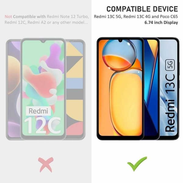 Xiaomi Redmi 13C 4G FullFrame 0,26 mm 2,5D 9H hærdet glas