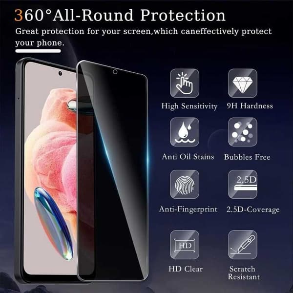 Xiaomi Redmi Note 13 / 13 Pro Privacy Hærdet glas 0,26mm 2,5D 9H