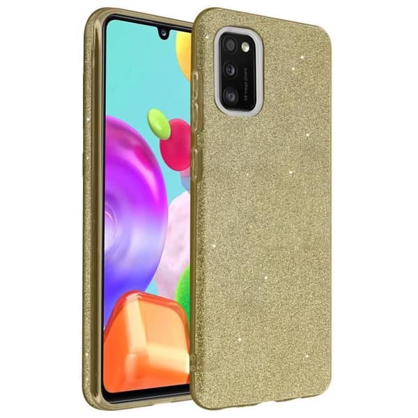 Skyddsskal - AVIZAR - Samsung Galaxy A41 - Halvstyv silikon - Guldglitter - Chic och feminin
