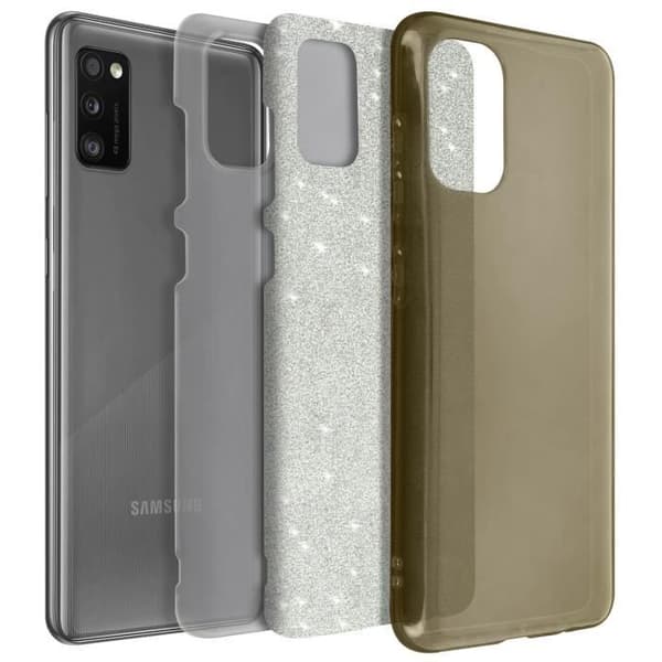 Skyddsskal - AVIZAR - Samsung Galaxy A41 - Halvstyv silikon - Guldglitter - Chic och feminin
