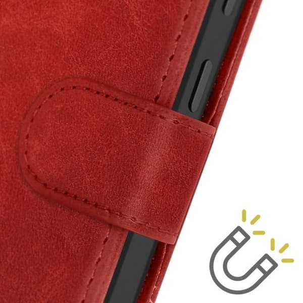 Fodral till Samsung Galaxy A55 Handledsrem Flip Plånboksställ Röd