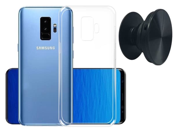 Samsung Galaxy S9 Shell & Finger Holder - Suojaa ja mukavuutta - Musta