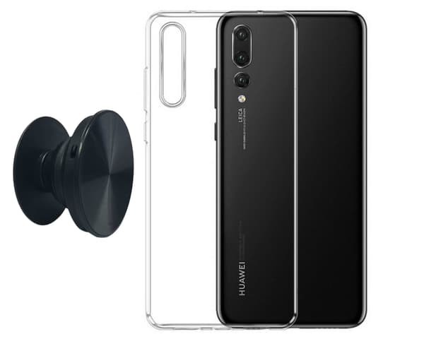 Huawei P20 Skal & Fingerhållare - Skydd och Komfort - Svart