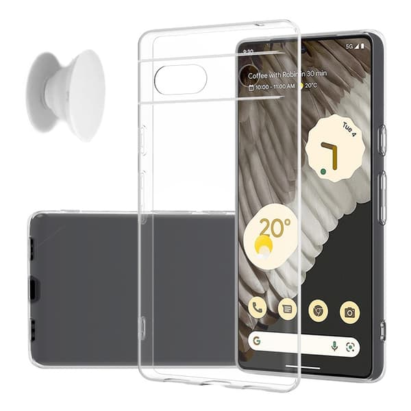 Google Pixel 7a etui og fingerholder - beskyttelse og komfort - hvid