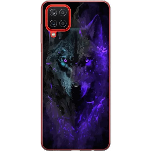 Samsung Galaxy A12 Läpinäkyvä kuori Susihukka Violetti