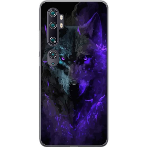 Xiaomi Mi Note 10 Gennemsigtig cover Ulven Lilla