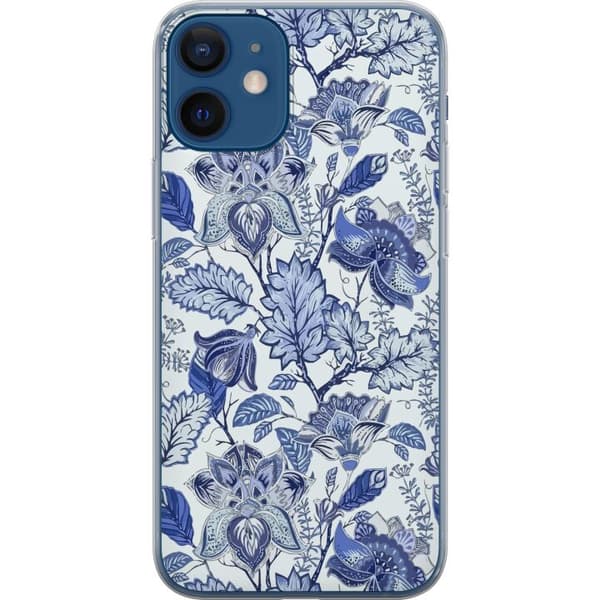 Apple iPhone 12  Gennemsigtig cover Blomster Blå...