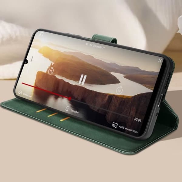 Fodral till Xiaomi Poco M6 Handledsrem Flip Wallet Stand Dark Green