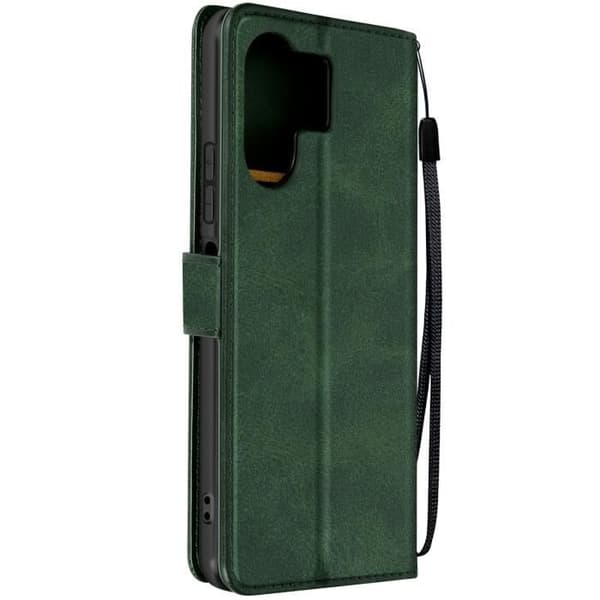 Fodral till Xiaomi Poco M6 Handledsrem Flip Wallet Stand Dark Green