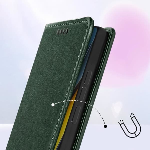 Plånboksfodral till Xiaomi Poco X6 Pro Magnetic Flip Stand Mörkgrön