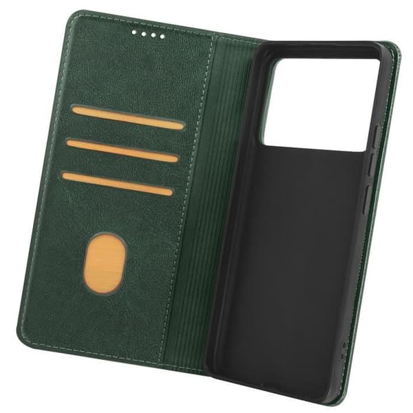 Plånboksfodral till Xiaomi Poco X6 Pro Magnetic Flip Stand Mörkgrön