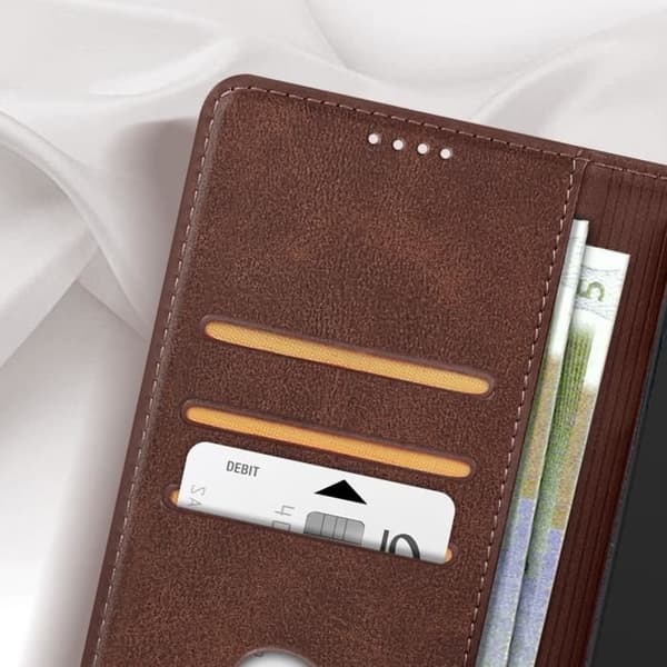 Plånboksfodral till Xiaomi Poco X6 Pro Magnetic Flip Stand Mörkbrun