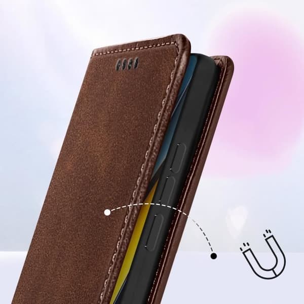 Plånboksfodral till Xiaomi Poco X6 Pro Magnetic Flip Stand Mörkbrun
